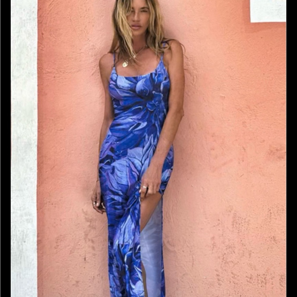 Arianne Blue Floral Maxi Dress